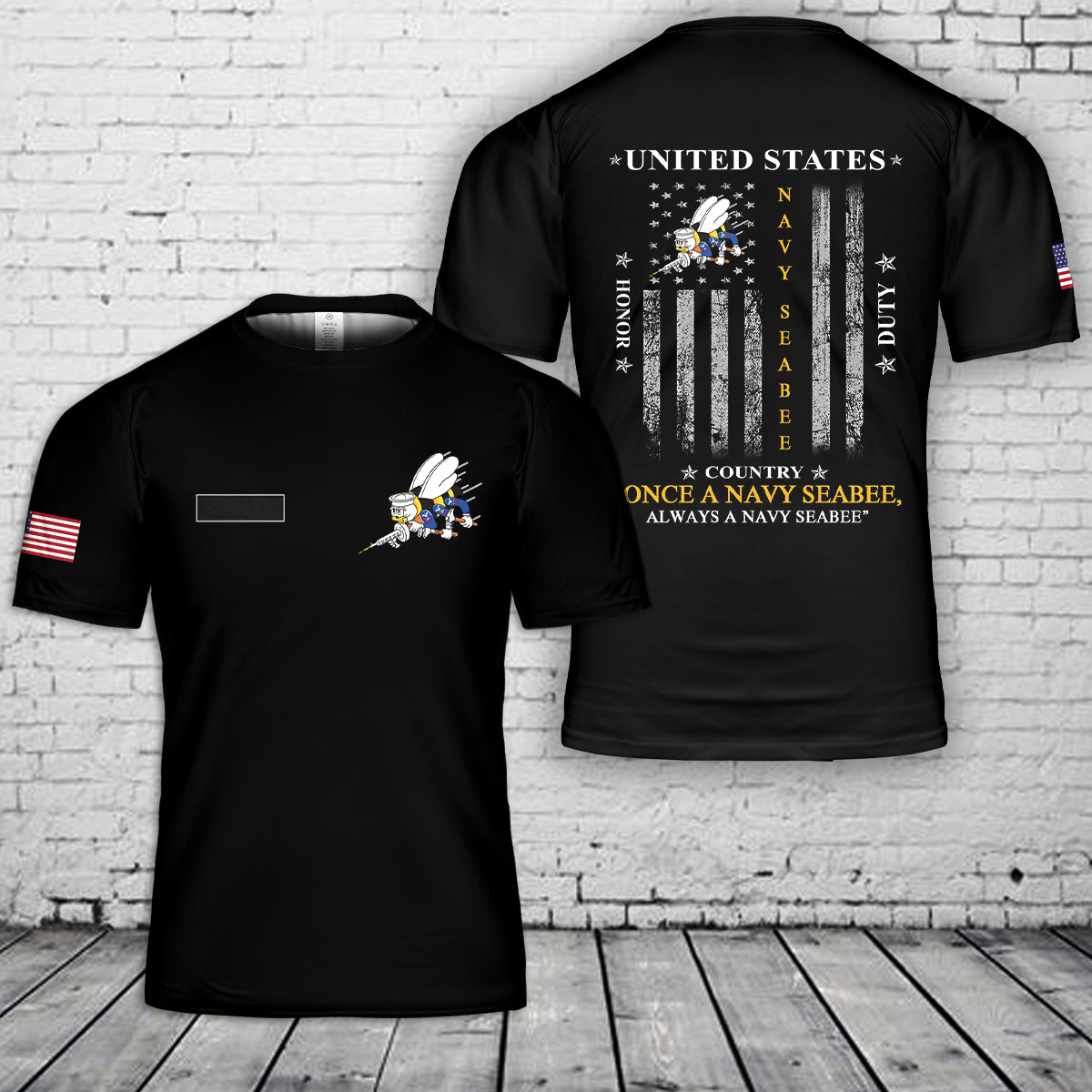 Custom Name Once a Navy Seabee , Always a Navy Seabee T-Shirt 3D