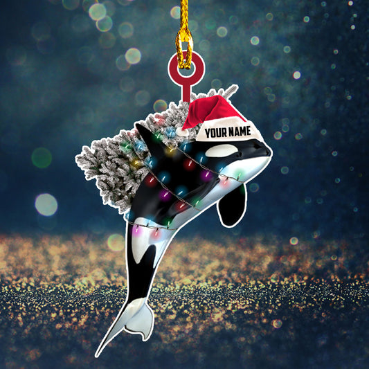 Custom Name Orcas (Killer Whales) Christmas Ornament