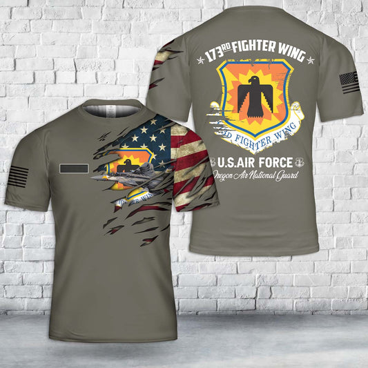 Custom Name Oregon Air National Guard 173rd Fighter Wing F-15C Eagle T-Shirt 3D