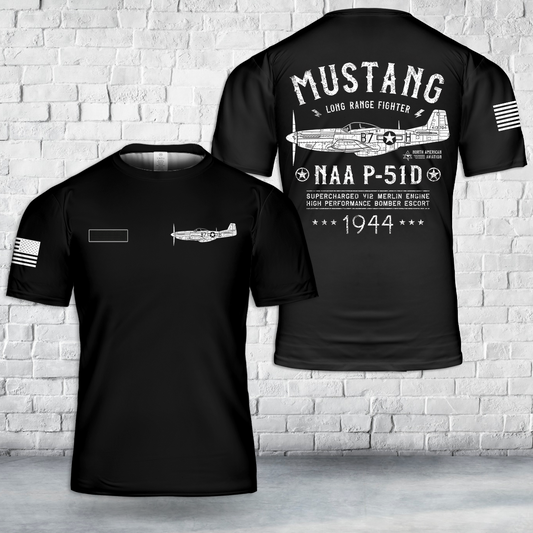 Custom Name P-51 Mustang T-Shirt 3D