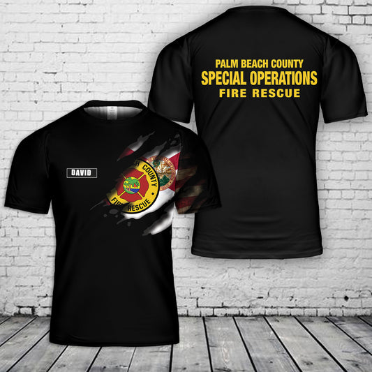Custom Name Palm Beach County Fire Rescue 3D T-Shirt