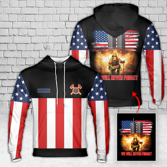 Custom Name Patriot Day September 11 Fallen Firefighter Hoodie 3D