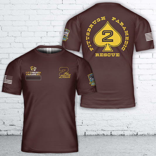 Custom Name Pittsburgh, Pennsylvania, Pittsburgh EMS Rescue 2 T-Shirt 3D
