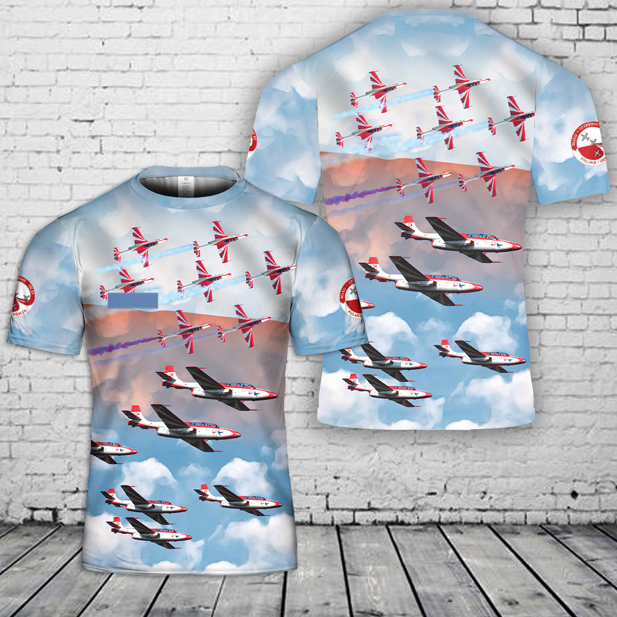 Custom Name Polish Air Forces Team Iskry Bialo-Czerwone Iskry ("White-and-Red Sparks") Aerobatic flight demonstration team T-Shirt 3D