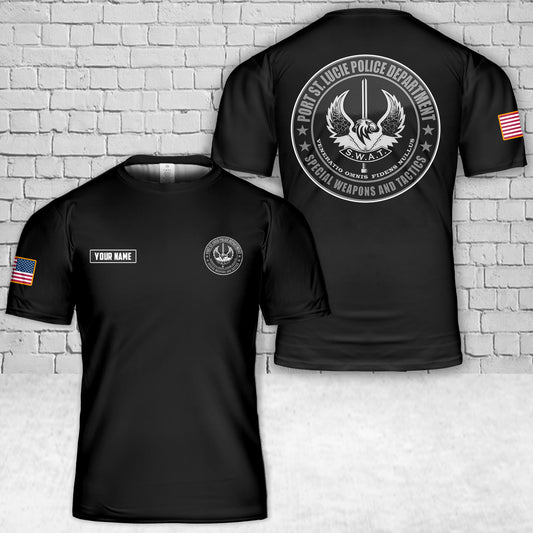 Custom Name Port St. Lucie, Florida, Port St. Lucie Police Department Special Weapons And Tactics T-Shirt 3D
