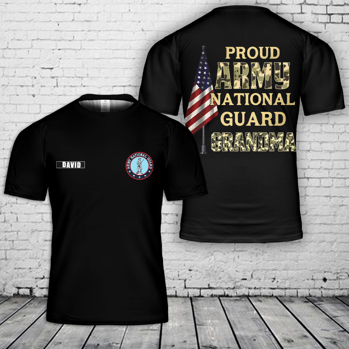 Custom Name Proud Army National Guard Grandma 3D T-Shirt