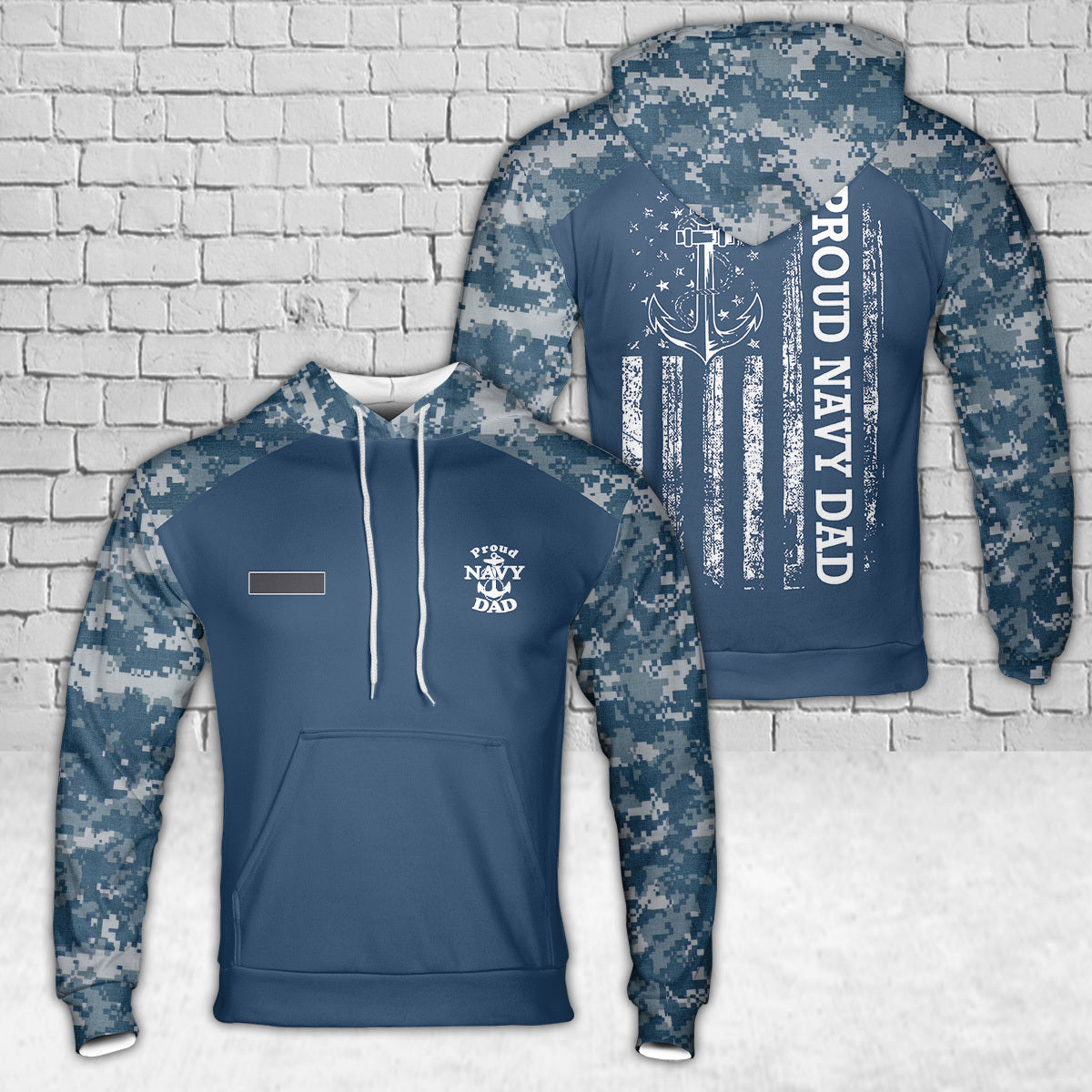 Custom Name Proud Navy Dad Hoodie 3D