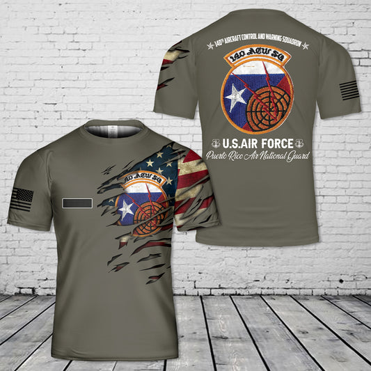 Custom Name Puerto Rico Air National Guard 140th aircraft control and warning squadron T-Shirt 3D
