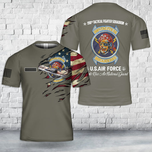 Custom Name Puerto Rico Air National Guard A-7D Corsair II 198th Tactical Fighter Squadron 3D Shirt