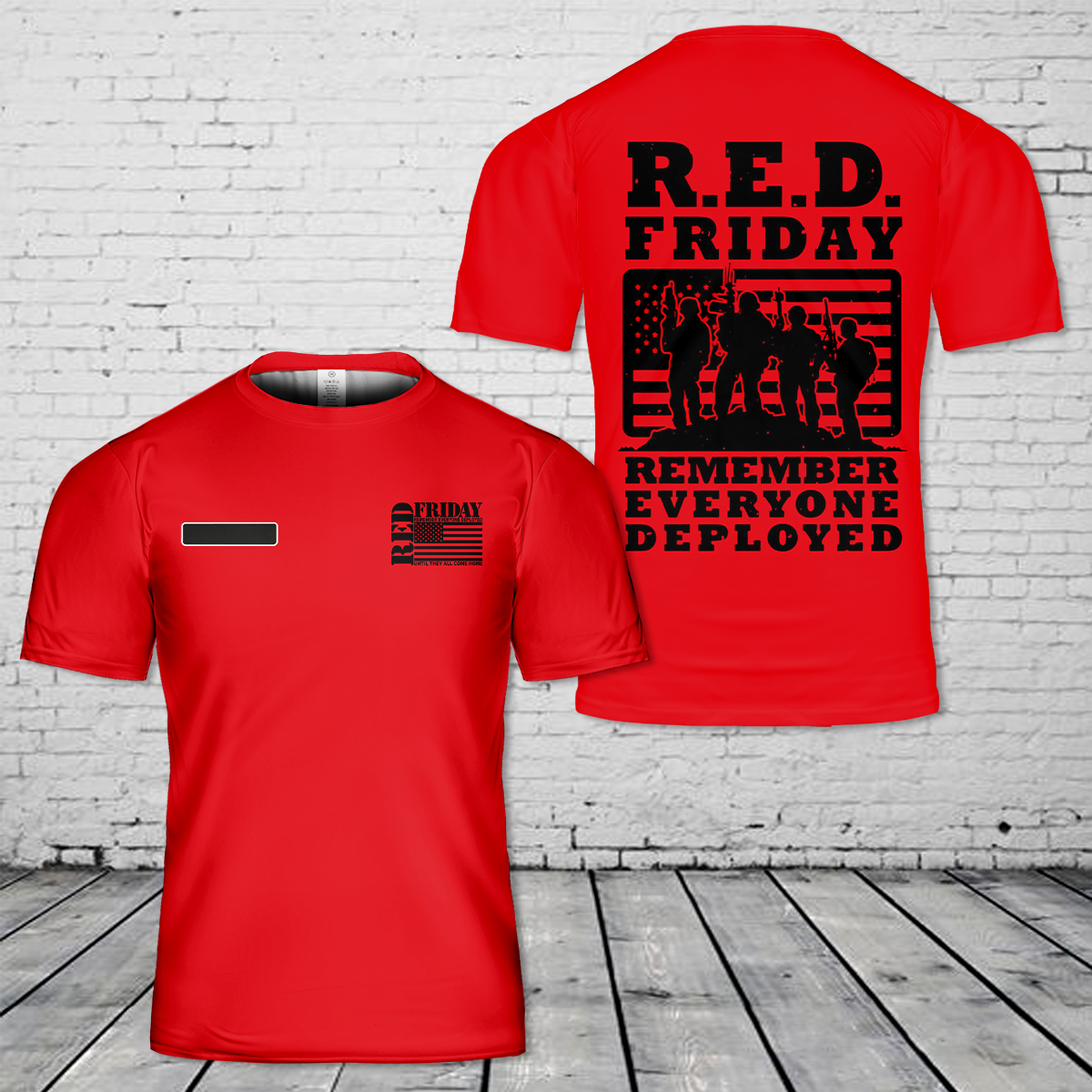 Custom Name RED Friday US Military T-Shirt 3D