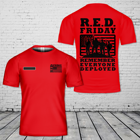 Custom Name RED Friday US Military T-Shirt 3D