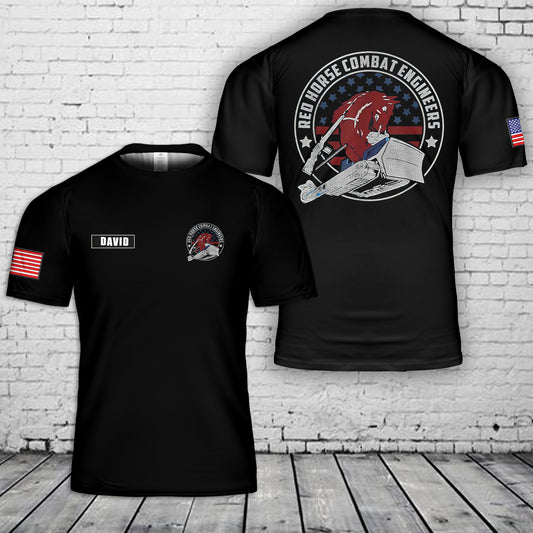 Custom Name RED HORSE Combat Engineer 3D T-Shirt