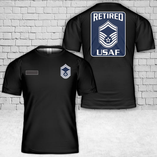 Custom Name Retired US Air Force E-8 Senior Master Sergeant T-Shirt 3D