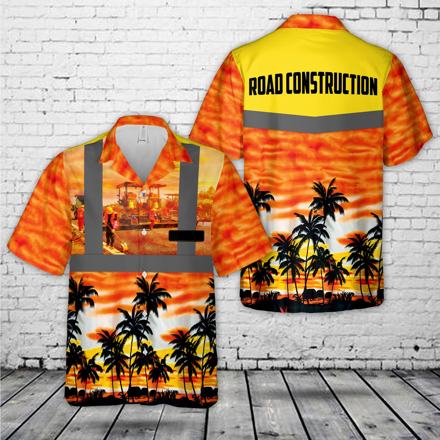 Custom Name Road Construction Tropical Hawaiian Shirt