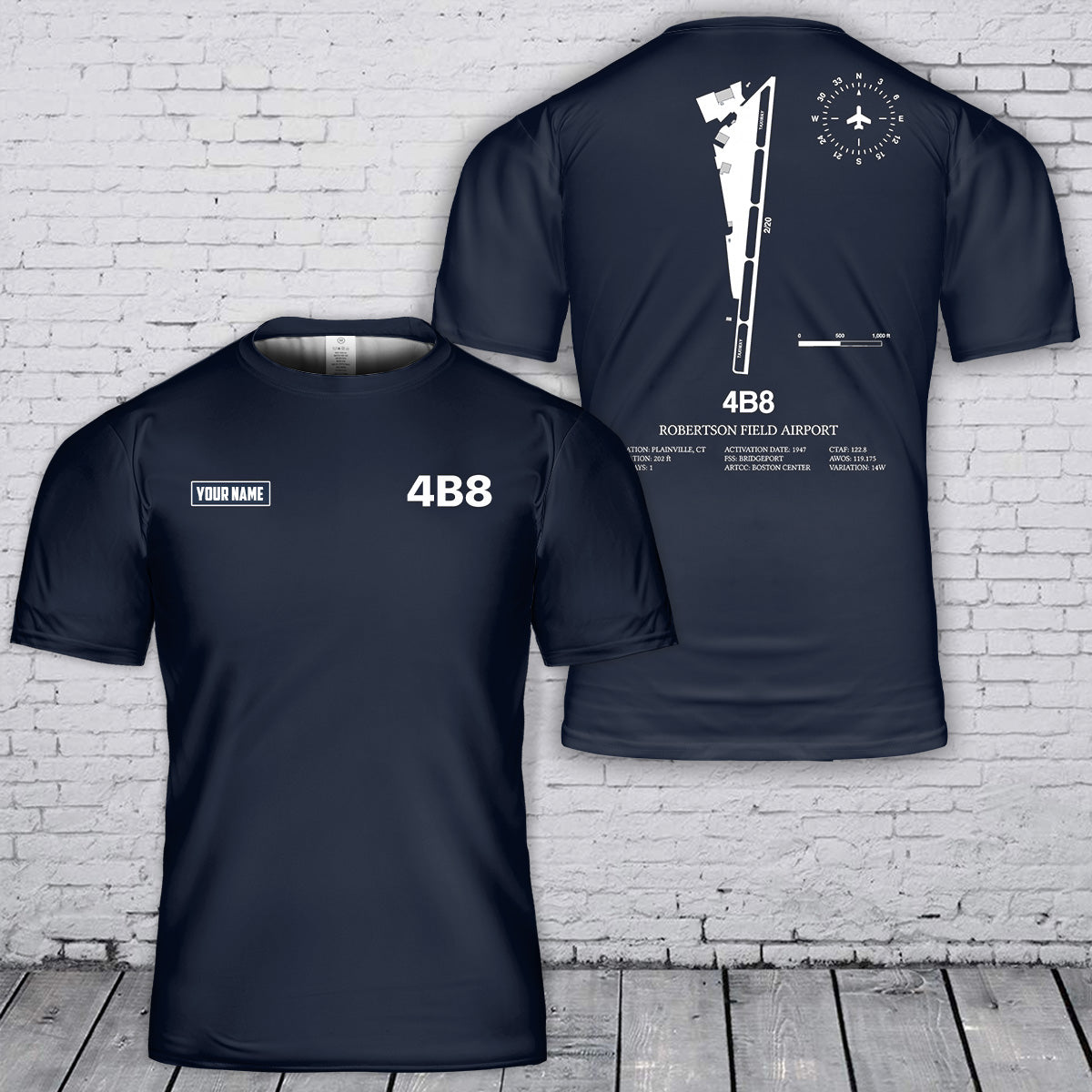Custom Name Robertson Field Airport 4B8 Airport Map 3D T-shirt