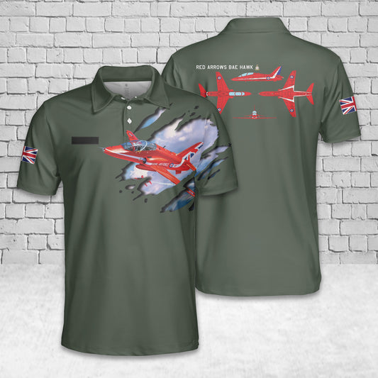 Custom Name Royal Air Force Aerobatic Team Red Arrows BAE HAWK Polo Shirt