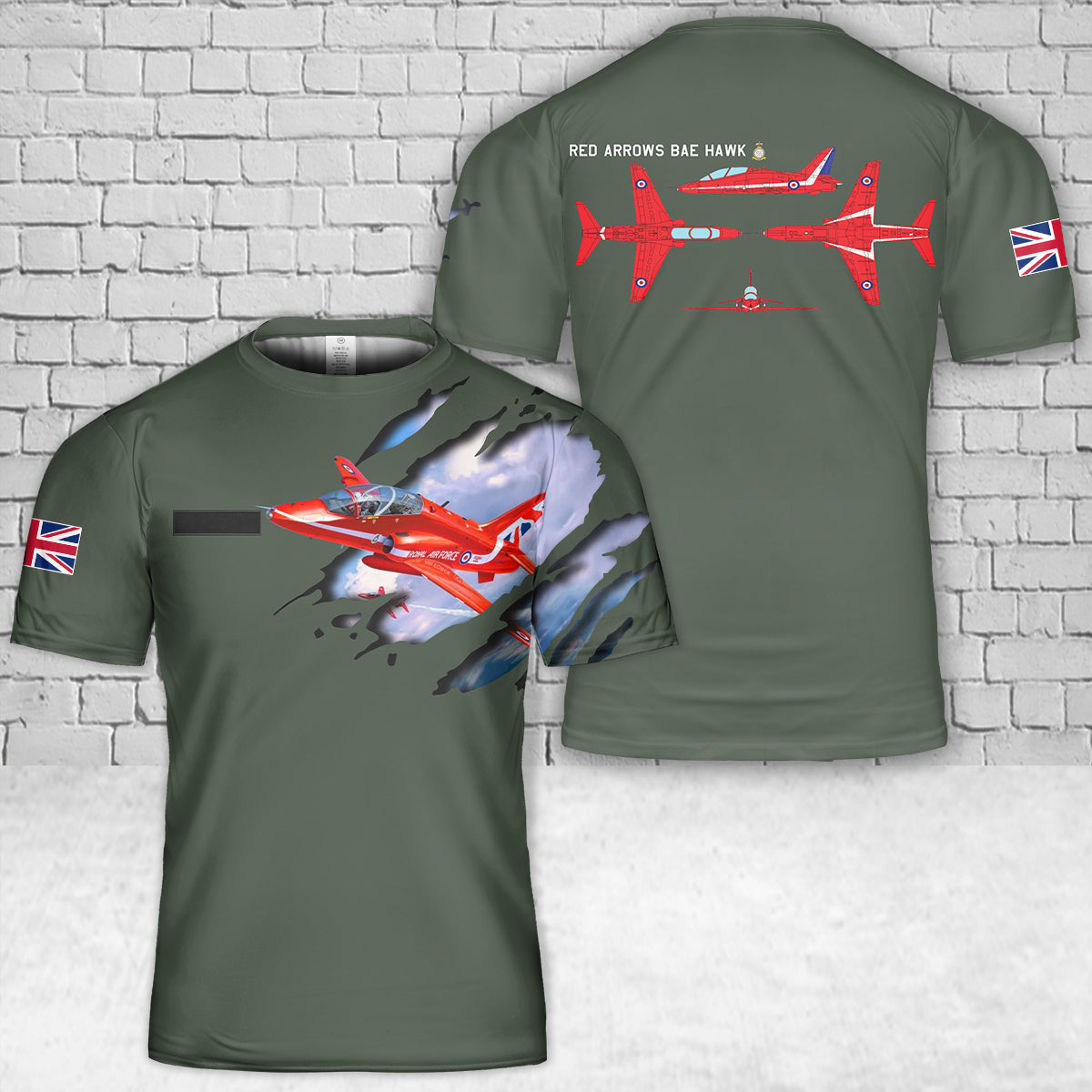 Custom Name Royal Air Force Aerobatic Team Red Arrows BAE HAWK T-Shirt 3D