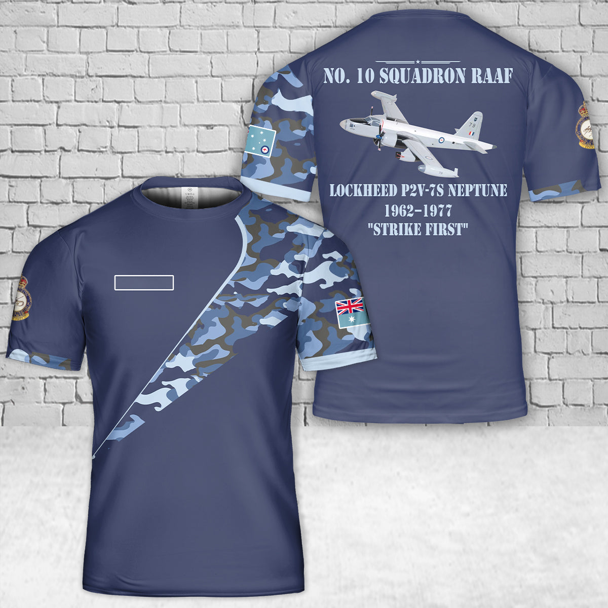 Custom Name Royal Australian Air Force No. 10 Squadron RAAF Lockheed P2V-7S Neptune T-Shirt 3D