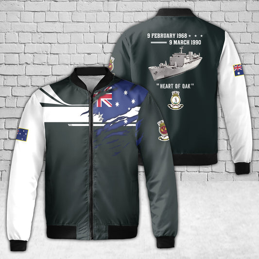 Custom Name Royal Australian Navy HMAS Stalwart (D 215) AOP Fleece Bomber Jacket