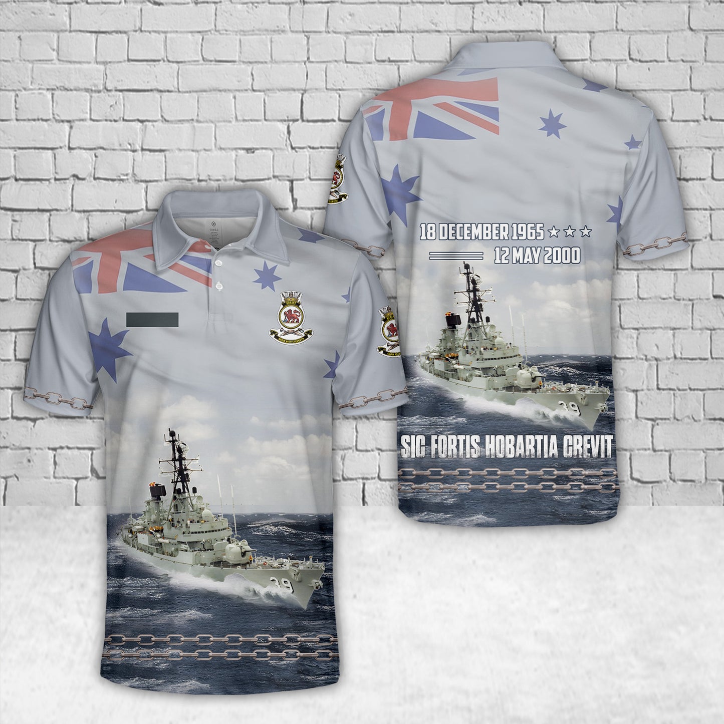 Custom Name Royal Australian Navy RAN HMAS Hobart (D 39) Polo Shirt