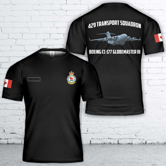 Custom Name Royal Canadian Air Force 429 Transport Squadron Boeing CC-177 Globemaster III T-Shirt 3D