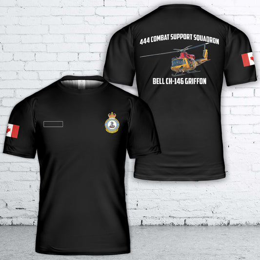 Custom Name Royal Canadian Air Force 444 Combat Support Squadron Bell CH-146 Griffon T-Shirt 3D