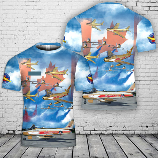 Custom Name Royal Canadian Air Force Golden Hawks Aerobatic flight demonstration team T-Shirt 3D
