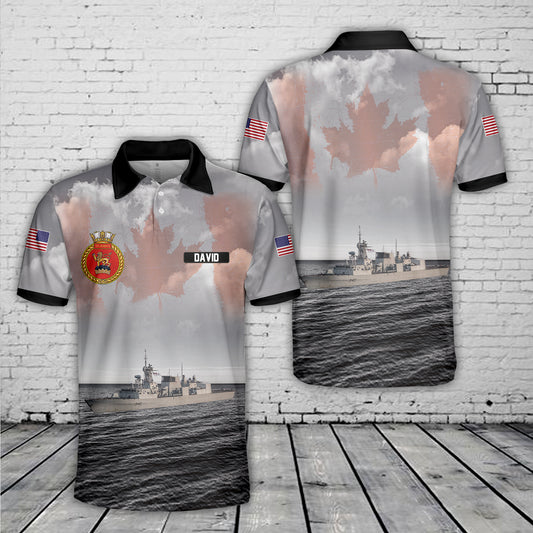 Custom Name Royal Canadian Navy HMCS St. John's FFH 340 Polo Shirt