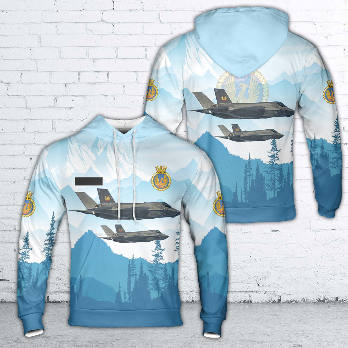 Custom Name Royal Navy 809 Naval Air Squadron F-35B Hoodie 3D
