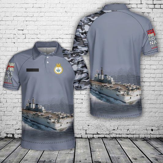 Custom Name Royal Navy HMS Invincible (R05) Invincible-class aircraft carrier Polo Shirt