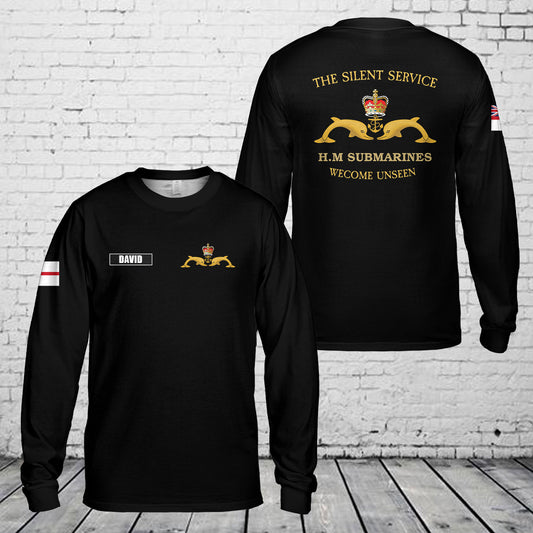 Custom Name Royal Navy Submarine Service Long Sleeve Shirt