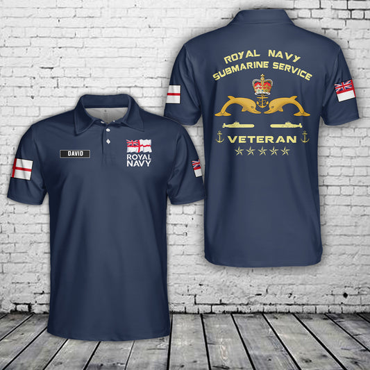 Custom Name Royal Navy Submarine Service Veteran Polo Shirt
