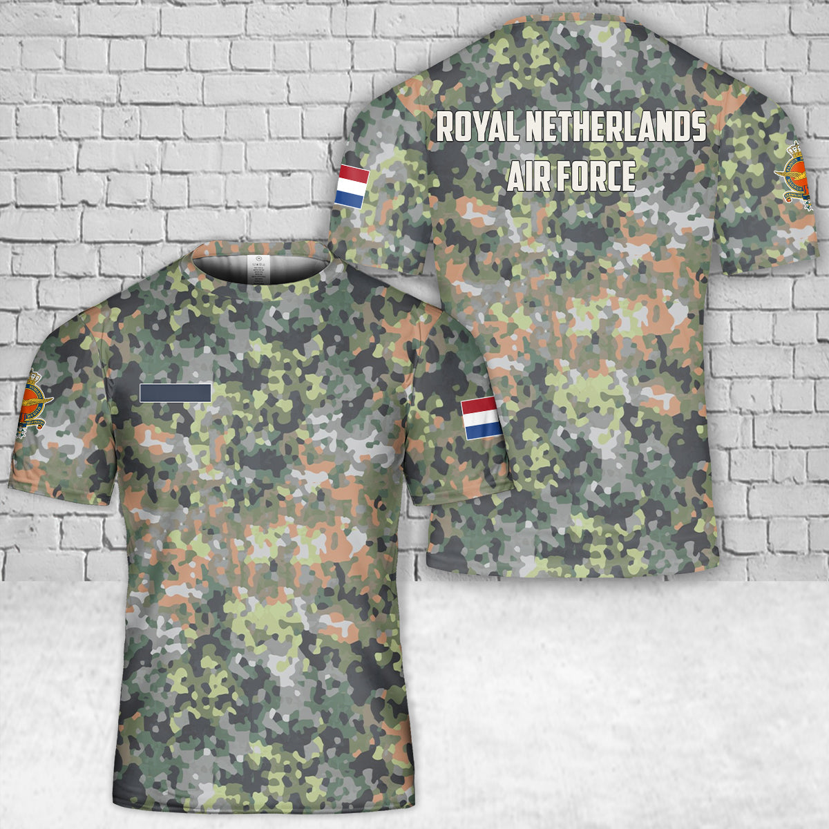 Custom Name Royal Netherlands Air Force DFP Camo T-Shirt 3D