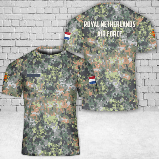 Custom Name Royal Netherlands Air Force DFP Camo T-Shirt 3D