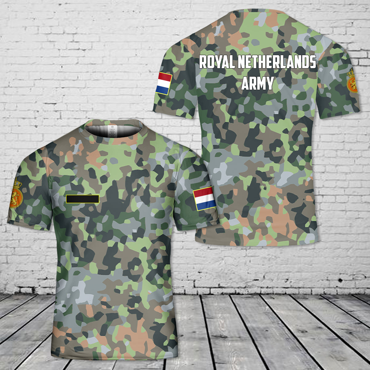 Custom Name Royal Netherlands Army Fractal Pattern (NFP) Camo T-Shirt 3D