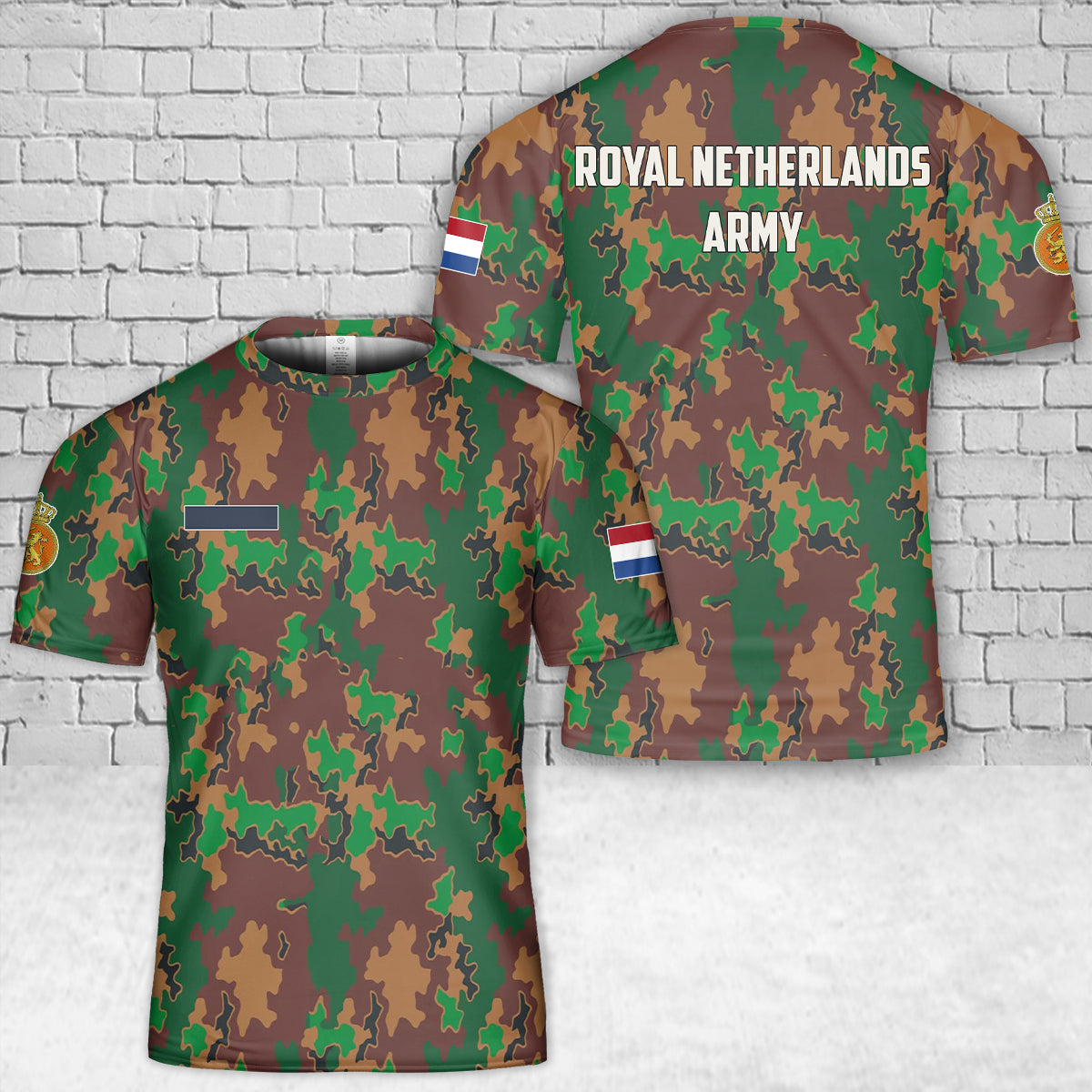 Custom Name Royal Netherlands Army Jungle Camo T-Shirt 3D