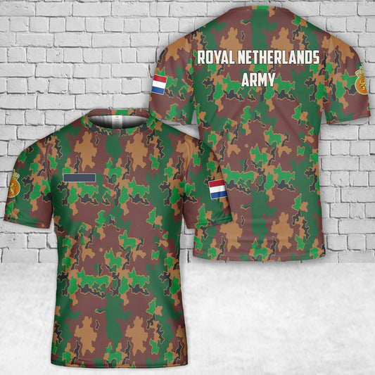 Custom Name Royal Netherlands Army Jungle Camo T-Shirt 3D