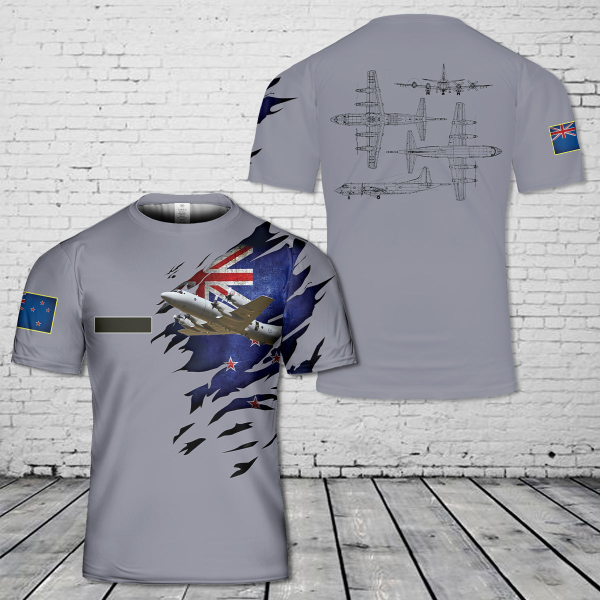 Custom Name Royal New Zealand Air Force Lockheed P-3K Orion T-Shirt 3D