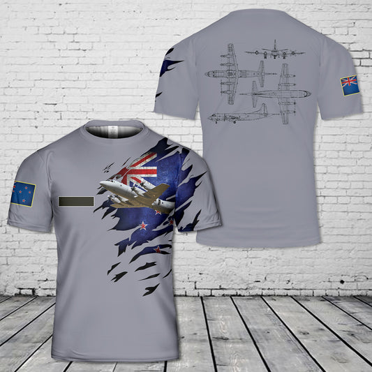 Custom Name Royal New Zealand Air Force Lockheed P-3K Orion T-Shirt 3D