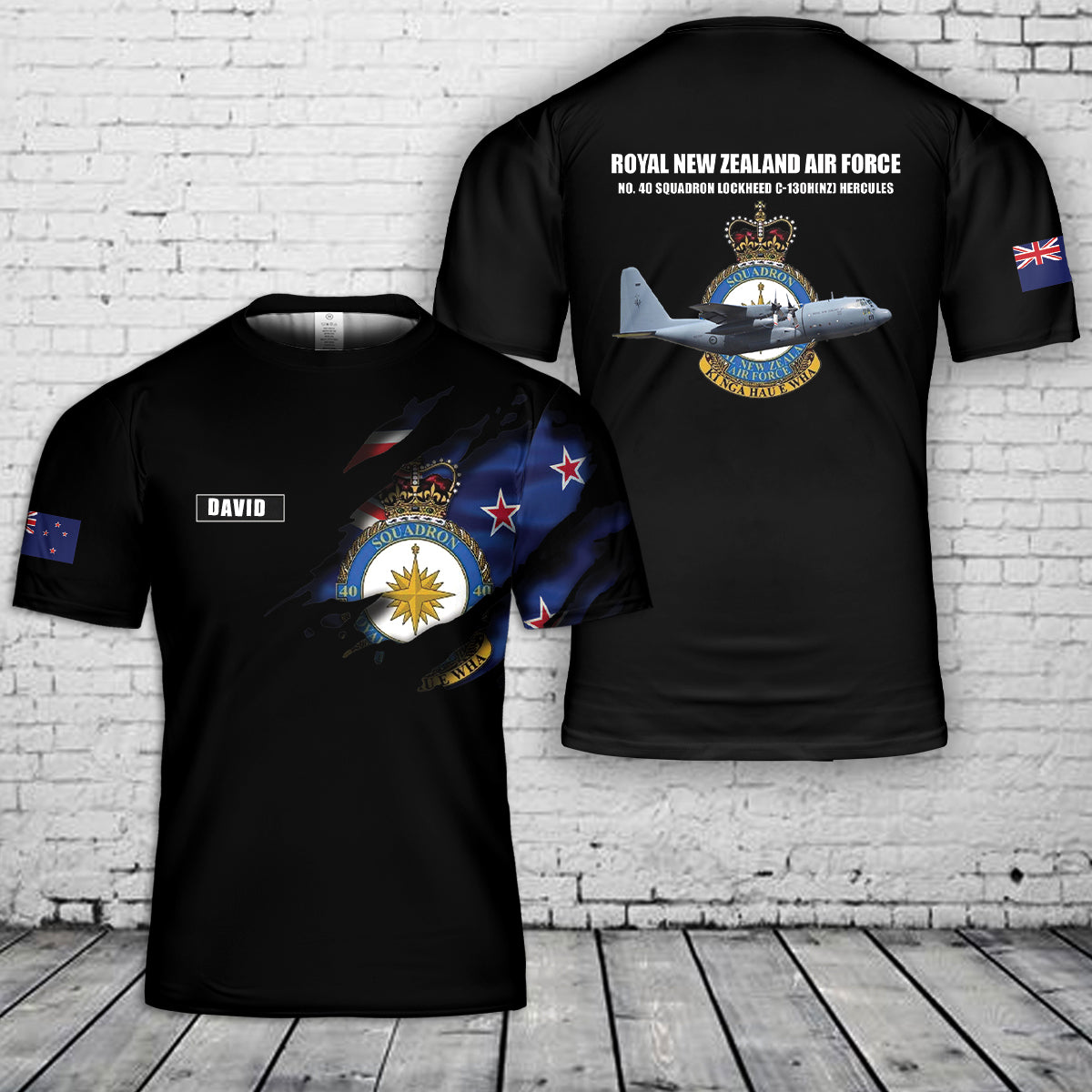 Custom Name Royal New Zealand Air Force RNZAF No. 40 Squadron Lockheed C-130H(NZ) Hercules 3D T-Shirt