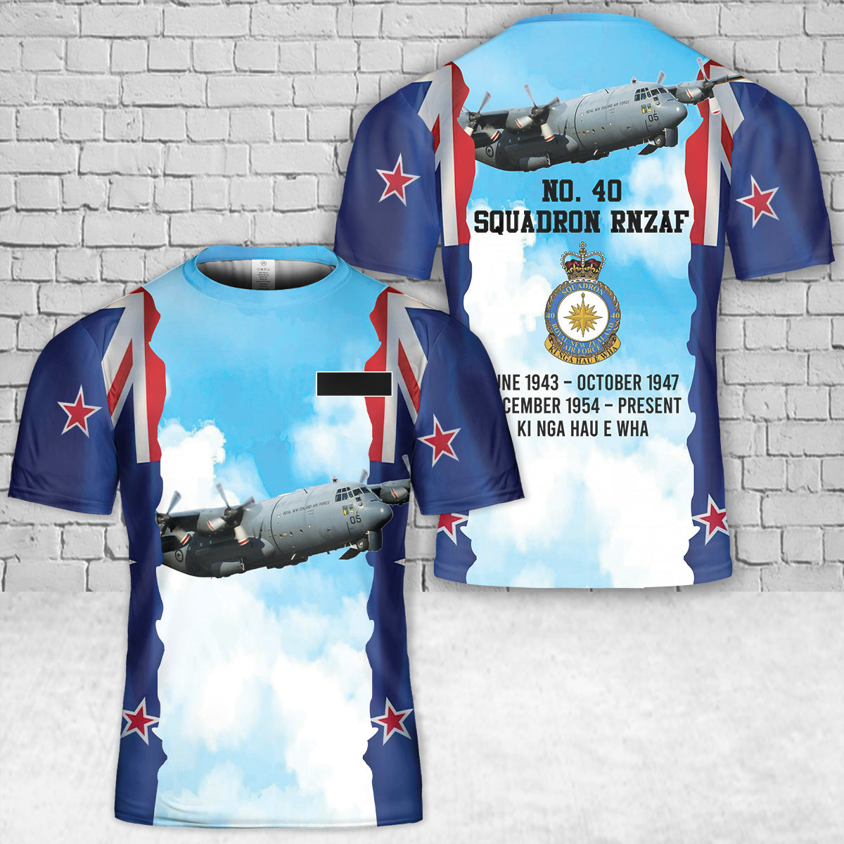 Custom Name Royal New Zealand Air Force RNZAF No. 40 Squadron Lockheed C-130H(NZ) Hercules T-Shirt 3D