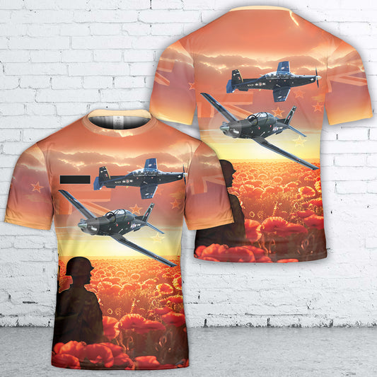 Custom Name Royal New Zealand Air Force T-6C Texan II Anzac Day T-Shirt 3D