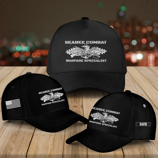 Custom Name SEABEE COMBAT Warfare Specialist Baseball Cap