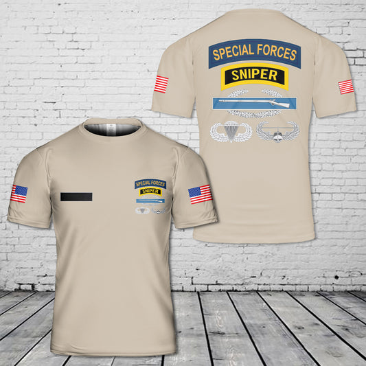 Custom Name SF Sniper CIB Airborne Air Assault T-Shirt 3D