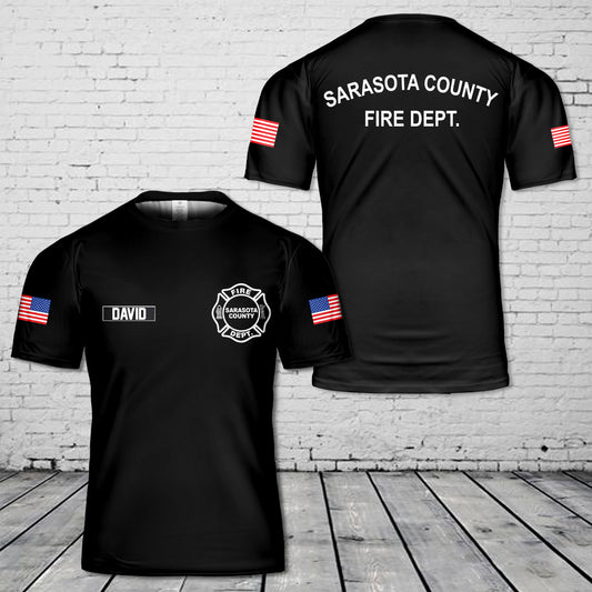 Custom Name Sarasota County Fire Department 3D T-Shirt