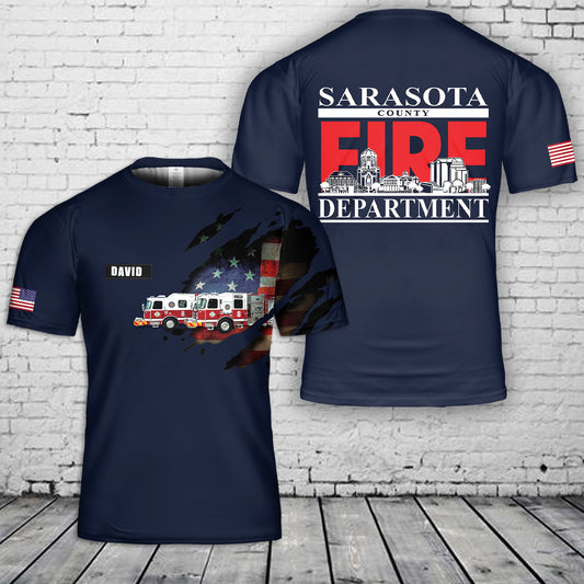 Custom Name Sarasota County Fire Department 3D T-Shirt