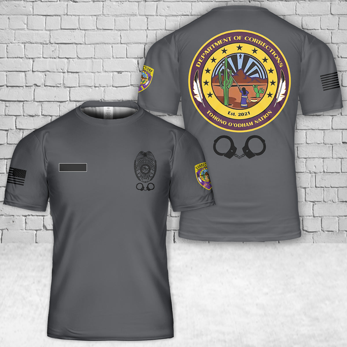Custom Name Sells, Arizona, Tohono O'odham Nation Corrections Center T-Shirt 3D