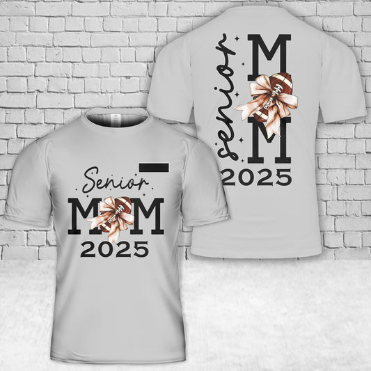 Custom Name Senior 2025 Mom Football T-Shirt 3D