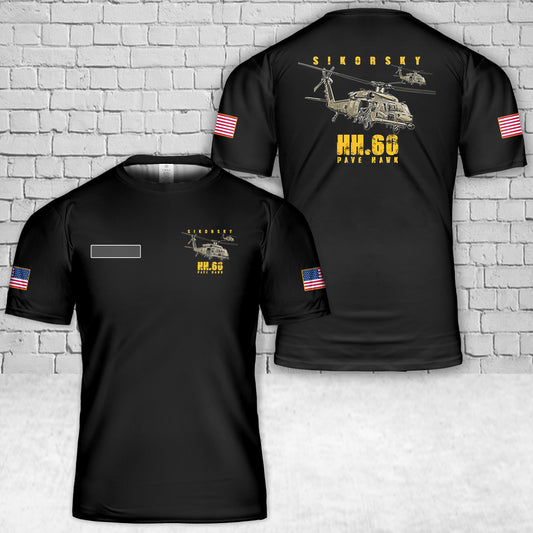 Custom Name Sikorsky HH-60 Pave Hawk Helicopter T-Shirt 3D