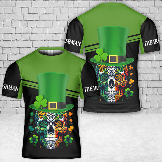 Custom Name Skull Irish St Patrick's Day T-Shirt 3D